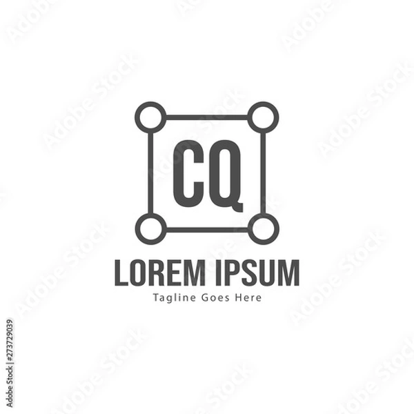 Fototapeta Initial CQ logo template with modern frame. Minimalist CQ letter logo vector illustration