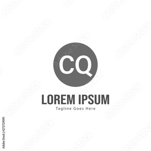 Fototapeta Initial CQ logo template with modern frame. Minimalist CQ letter logo vector illustration
