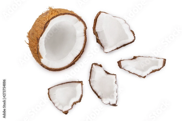 Fototapeta coconut isolated on white background. Top view. Flat lay