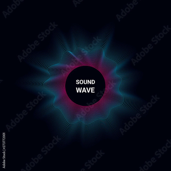 Obraz Music poster vector abstract background with dynamic sound waves