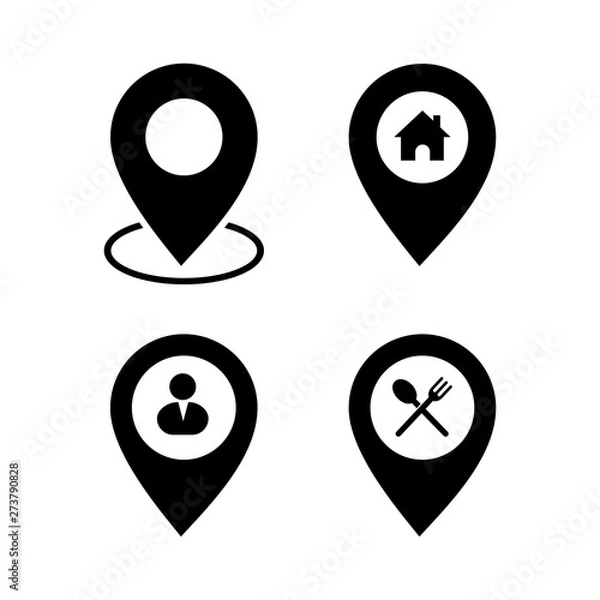 Fototapeta map pin icon set vector for web design