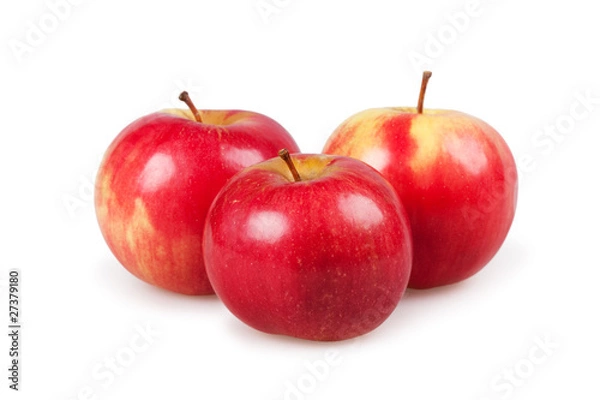 Fototapeta Three red apples isolated on the white