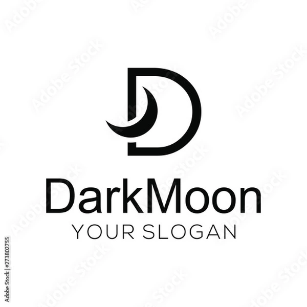Obraz Initial D With Moon Shape Logo Design Template