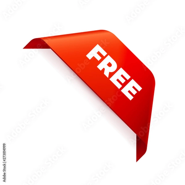 Fototapeta Red Vector Banner Ribbon on white background, corner ribbon, free