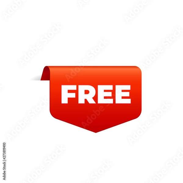 Fototapeta Red Vector Banner Ribbon on white background, top bookmark, free