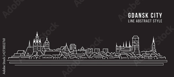 Fototapeta Cityscape Building Line art Vector Illustration design - Gdansk city