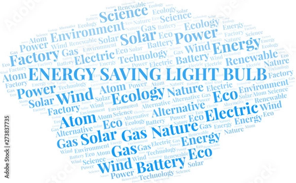 Fototapeta Energy Saving Light Bulb word cloud. Wordcloud made with text only.