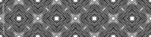 Fototapeta Dark black and white Seamless Border Scroll. Geome