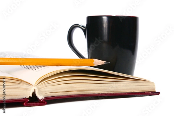 Obraz book is a cup and pencil