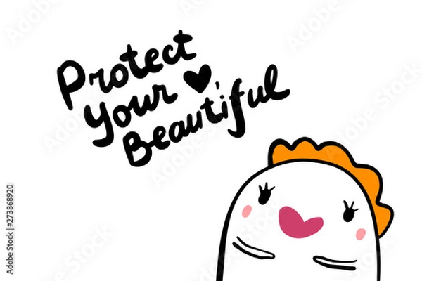 Fototapeta Protect your heart beautiful woman girl. Motivation lettering