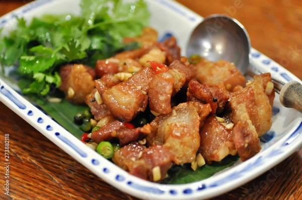 Fototapeta deep fried pork dish, fried pork