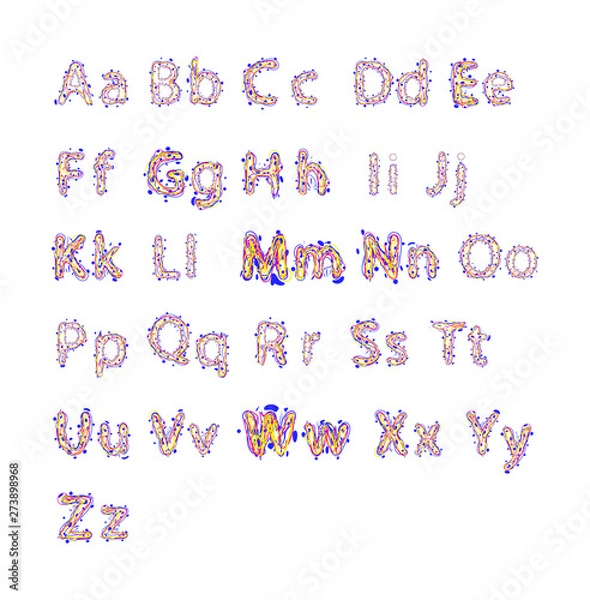 Fototapeta Vector decorative font. Latin alphabet of vintage outline letters.EPS 10.