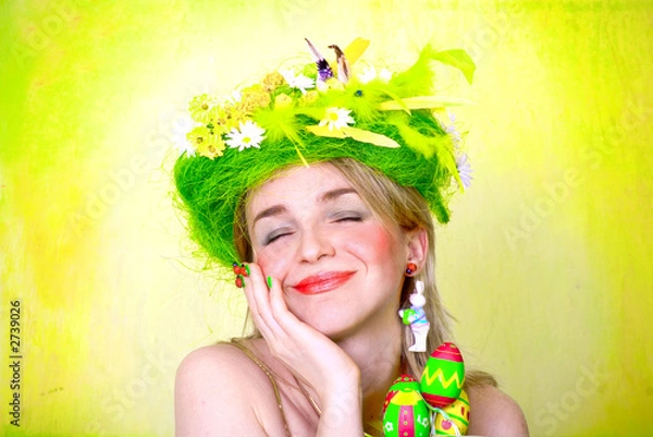 Obraz spring girl with easter eggs