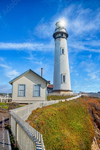 Obraz Aerial view of Pigeon Point Lighthouse in California, USA