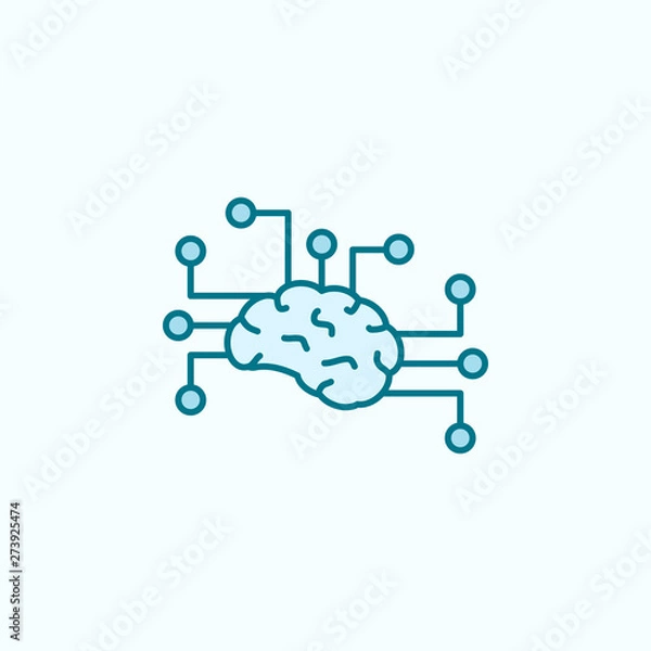 Obraz Artificial intelligence brain field outline icon