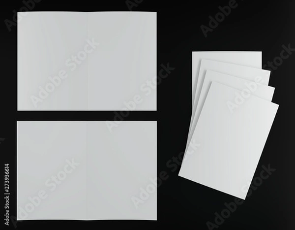 Fototapeta 3d render illustration of a leaflet mockup on black background.