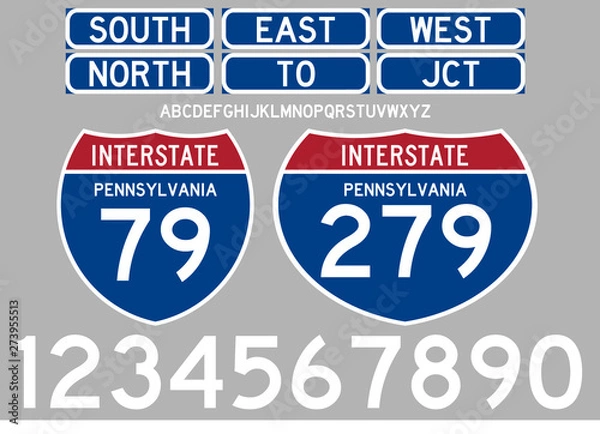 Obraz Highway Road signs interstate