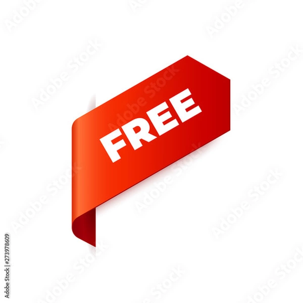 Fototapeta Red Vector Banner Ribbon on white background, left bookmark, free