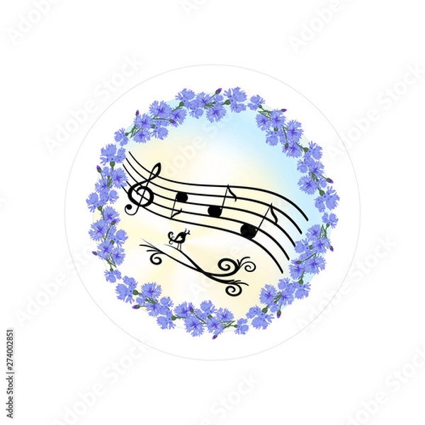 Obraz round color emblem with beautiful flowers,vector