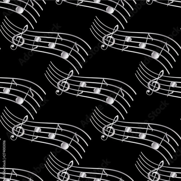 Obraz beautiful seamless pattern with musical notes and violin keys.vector