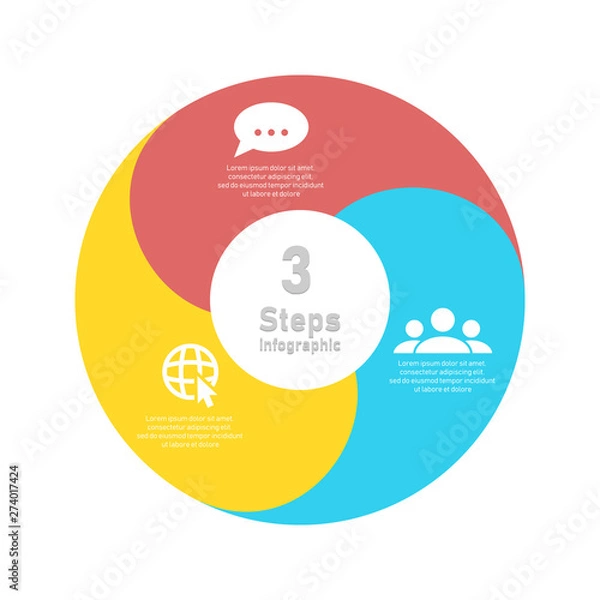 Obraz Round spiral infographic template for circle diagram, options, web design, graph. Business concept with 3 elements, step, option.