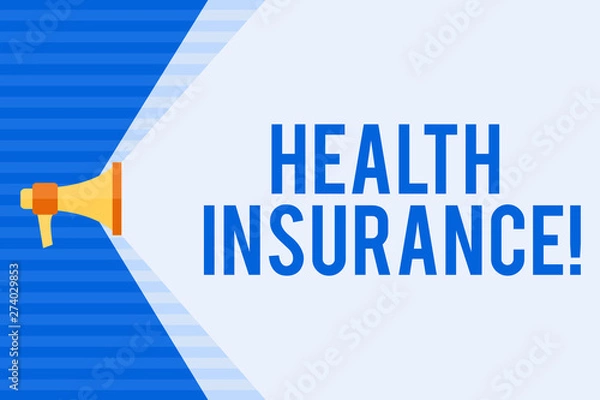 Fototapeta Conceptual hand writing showing Health Insurance. Business photo text insurance taken out to cover cost of medical care Megaphone Extending the Volume Range through Space Wide Beam.