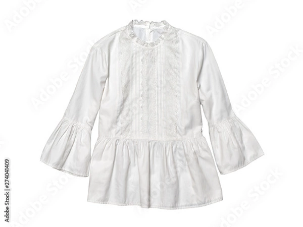 Obraz White blouse with sleeve on white background. Isolate
