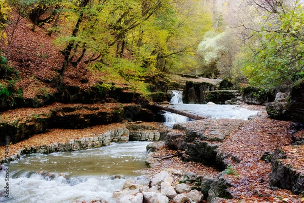 Obraz Amazing Waterfall in Autumn