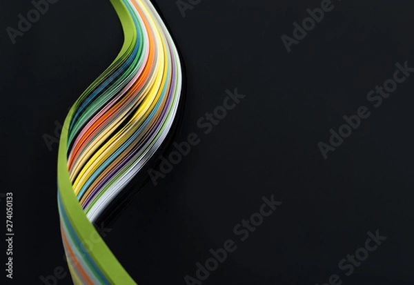 Fototapeta Macro photo of abstract bright wavy lines on black background. Abstract modern background. Futuristic concept.