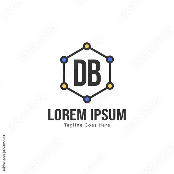 Fototapeta DB Letter Logo Design. Creative Modern DB Letters Icon Illustration