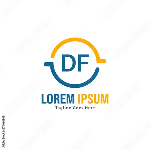 Fototapeta DF Letter Logo Design. Creative Modern DF Letters Icon Illustration