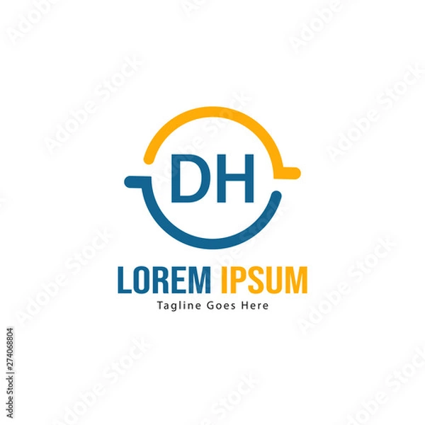 Fototapeta DH Letter Logo Design. Creative Modern DH Letters Icon Illustration