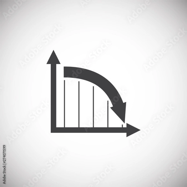 Obraz Down chart icon on background for graphic and web design. Simple illustration. Internet concept symbol for website button or mobile app.