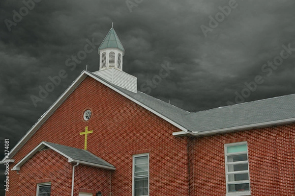 Obraz storm clouds over church