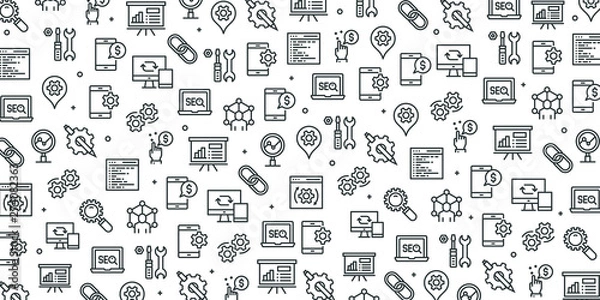 Fototapeta SEO AND DEVELOPMENT SEAMLESS PATTERN