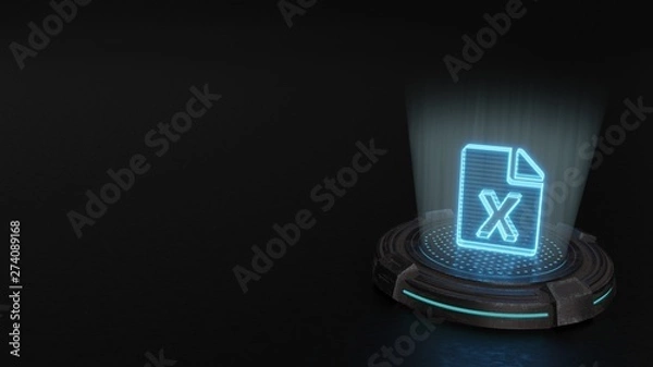 Obraz 3d hologram symbol of file excel icon render