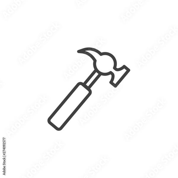 Fototapeta Claw hammer line icon. linear style sign for mobile concept and web design. Hammer outline vector icon. Repair service symbol, logo illustration. Vector graphics