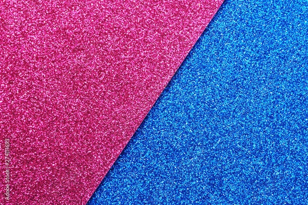 Obraz Abstract background of pink and blue glitter cardboard diagonally. Concept versus...