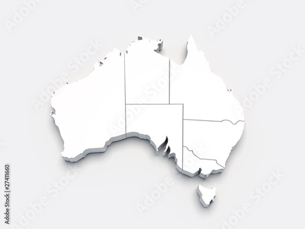 Obraz Australia 3D biała mapa na szaro
