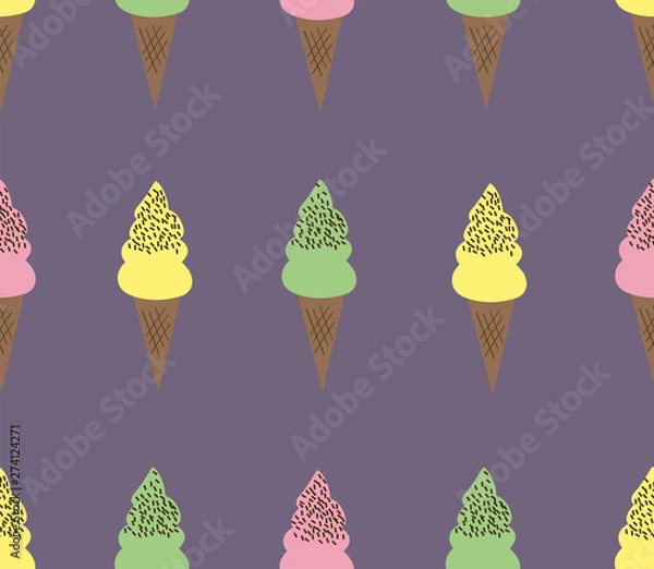 Fototapeta Vector seamless pattern with colorful ice creams.