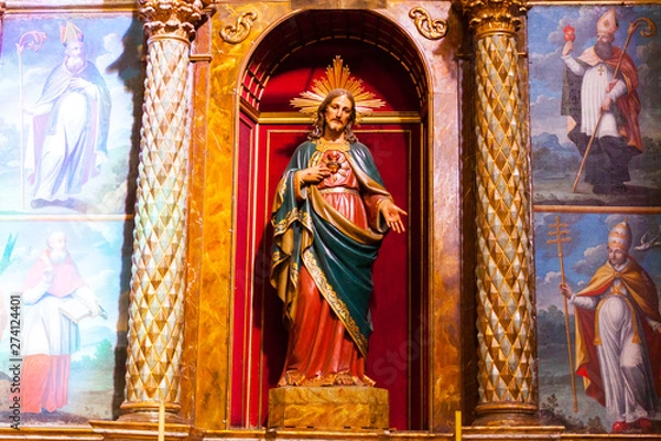 Obraz The Heart of Jesus statue in the church of Sant Pere in Esporles, Mallorca, Spain