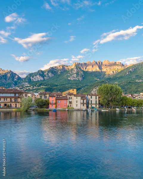 Fototapeta Pescarenico on Adda river next to Lecco city on Lake Como