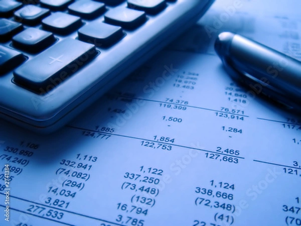 Obraz financial statement with calculator and pen