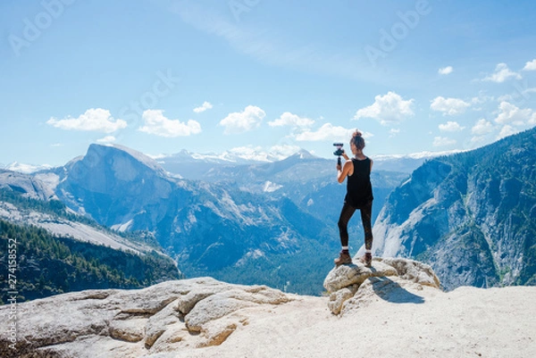 Obraz Vlogger on a mountain top