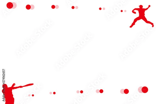 Obraz 野球の影絵フレーム・赤