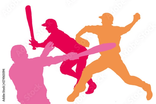 Obraz 野球のシルエットデザイン