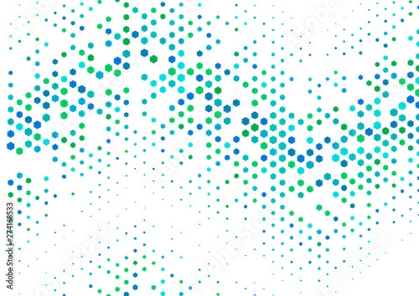 Obraz Light Blue, Green vector background with hexagon