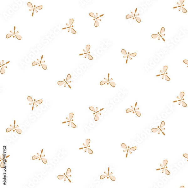 Fototapeta Moth insect simple pattern on light pink seamless background.