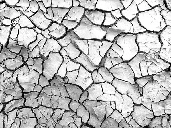 Obraz dry soil in black and white photography for background