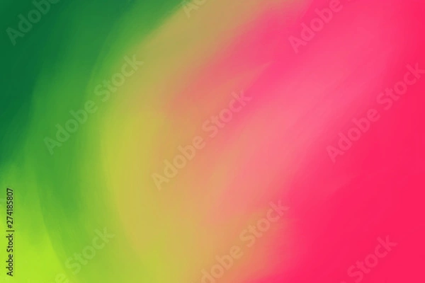 Fototapeta Abstract background watermelon color - from rich green to pink. Soft gradient color transition. Acrylic brush strokes. Summer fruit concept. Fresh fashionable colors, a contrasting combination.